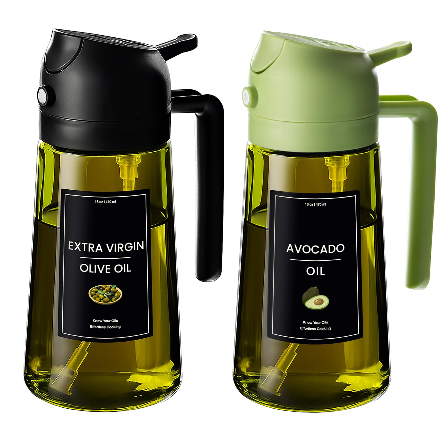CXINYI - 16oz/470ml Olive Oil Dispenser for Kitchen with Stickers - 2 in 1 Olive Oil Sprayer for ... | Amazon (US)
