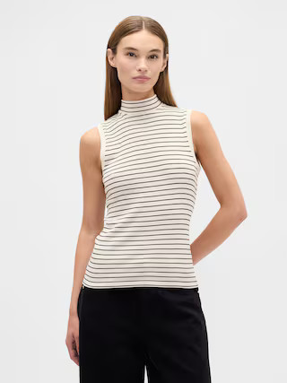 Modern Ribbed Stripe Mockneck Tank Top | Gap Factory