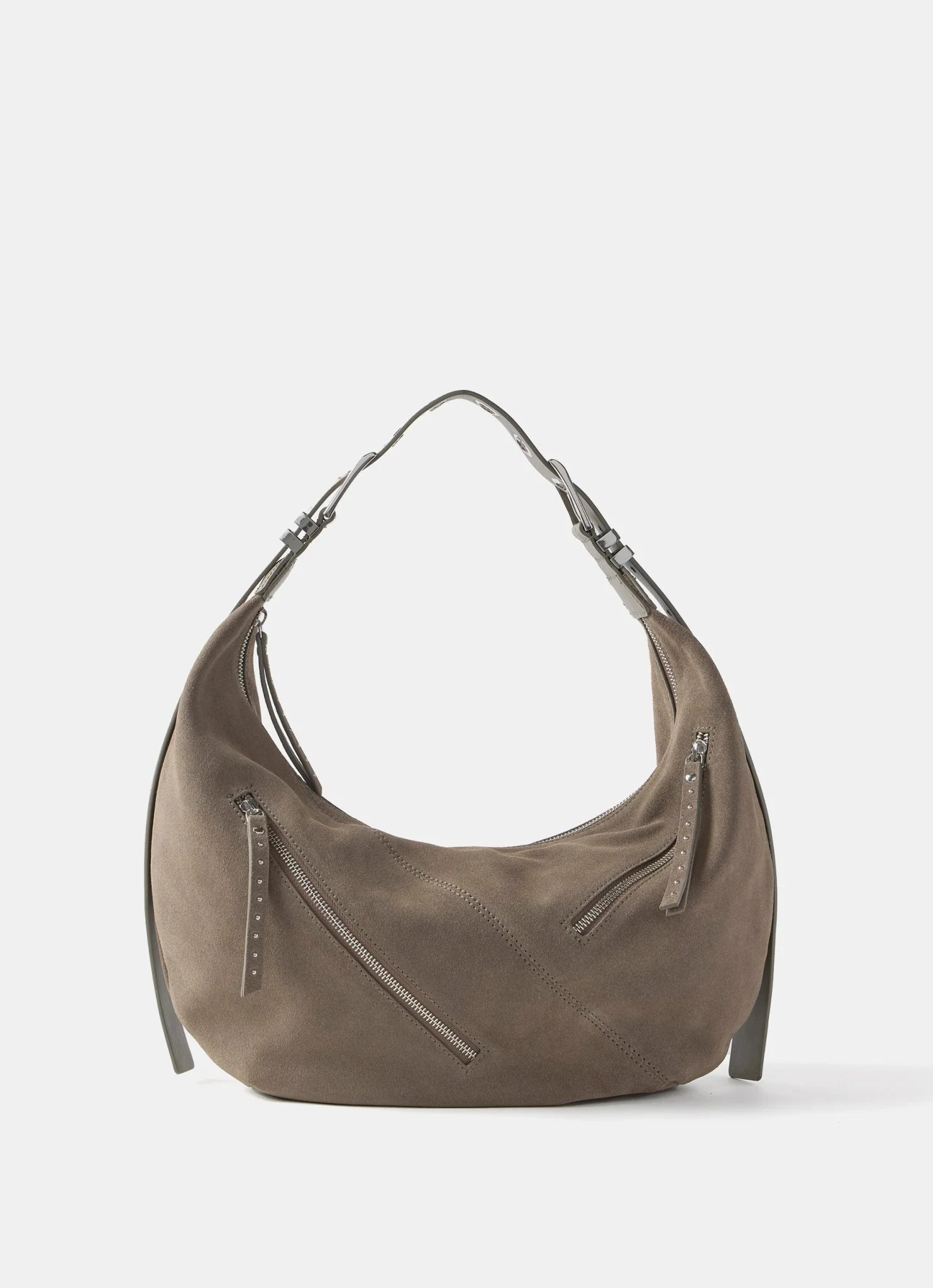 Taupe Suede Shoulder Bag | Mint Velvet