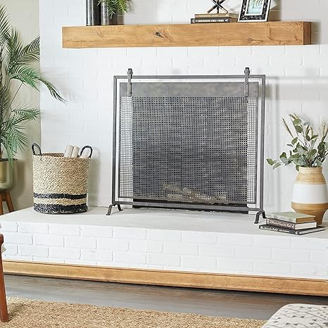 Deco 79 84245 Iron Mesh Fireplace Screen, Black | Amazon (US)