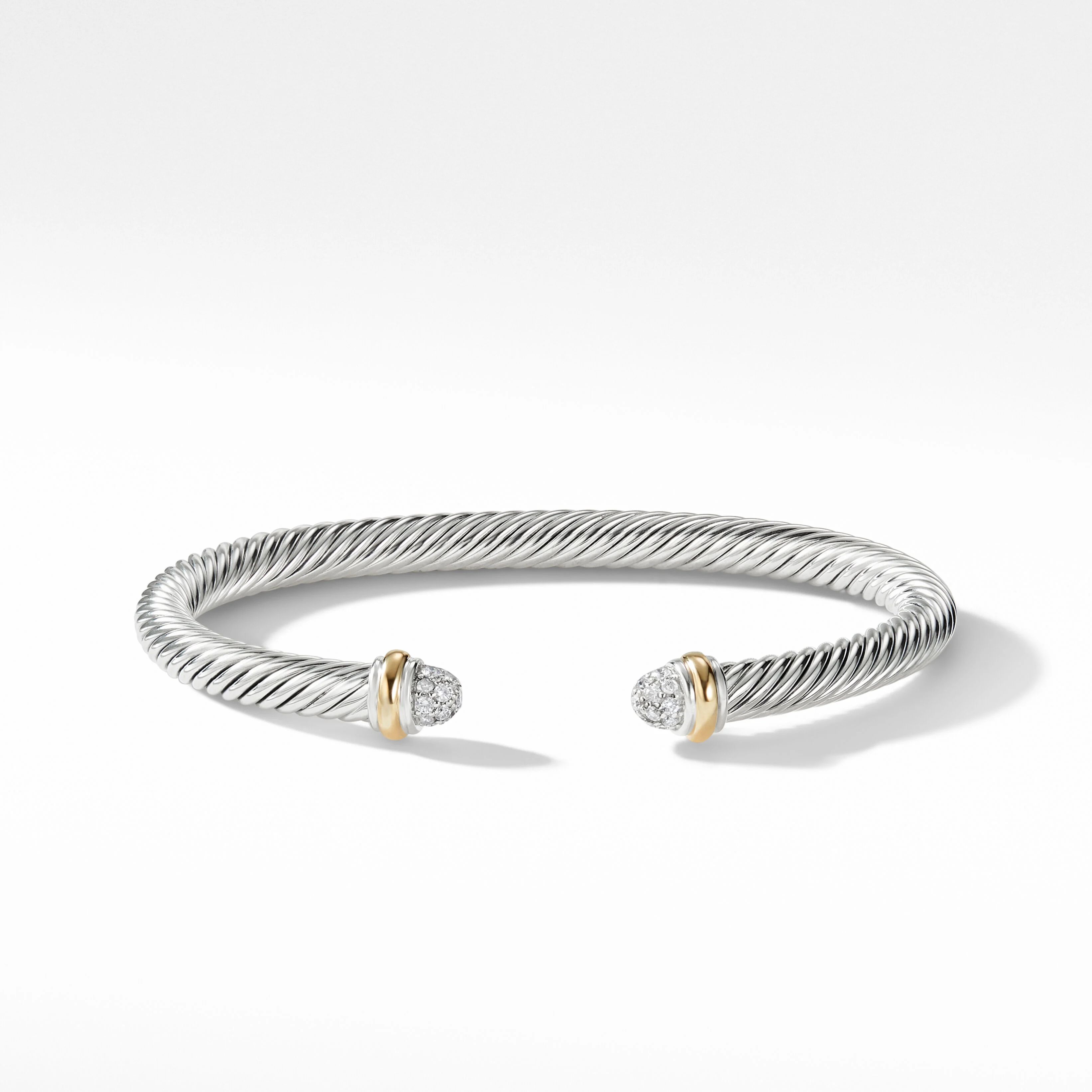 Cable Classics Bracelet in Sterling Silver with 18K Yellow Gold and Pavé Domes | David Yurman