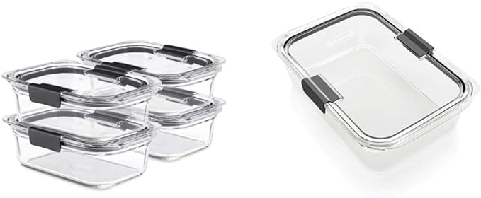 Rubbermaid Brilliance Glass Storage 3.2-Cup Food Containers with Lids, BPA Free and Leak Proof, M... | Amazon (US)