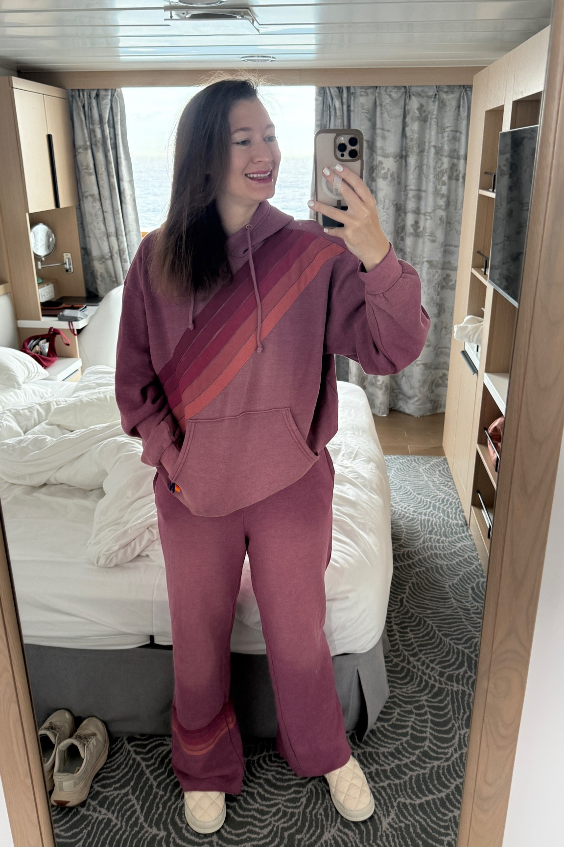 Ok, I did splurge and get this matching set from AV for my recent trip to Antarctica. But now I get the hype. It is soooo soft. If they are out of stock of the color or size you want, they restock regularly or call one of the stores they can check in-store inventory of all the stores nationwide and they can ship to you which is actually faster than ordering online. I’m wearing a medium for a more oversized cozy fit. 

#LTKTravel #LTKActive