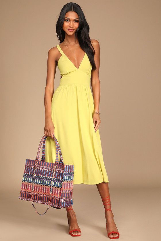 Bold New Look Lime Green Tie-Back Midi Dress With Pockets | Lulus (US)