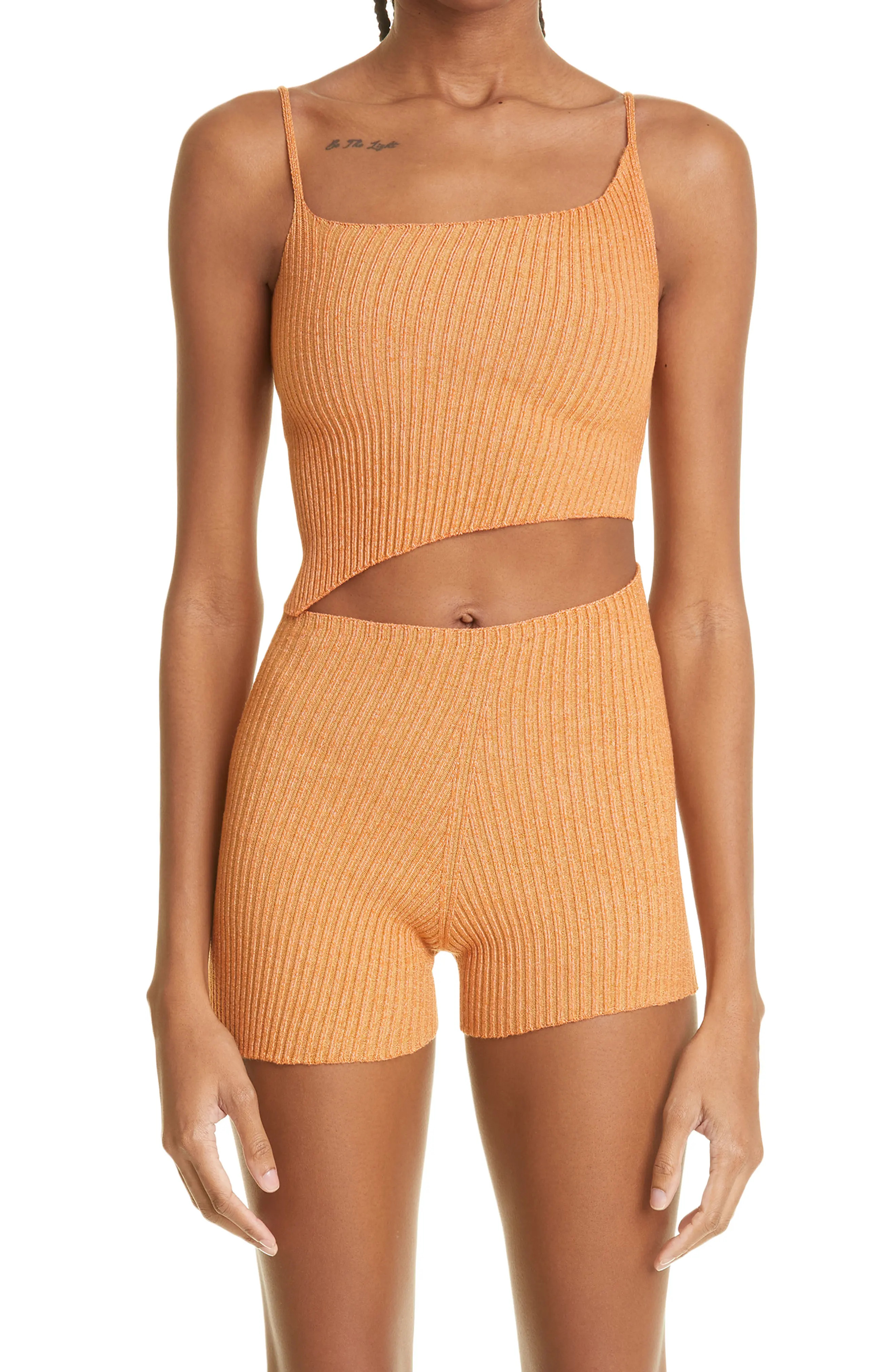 Isa Boulder Parallel Rib Crop Sweater Tank in Tangerine/ginger at Nordstrom, Size Large | Nordstrom