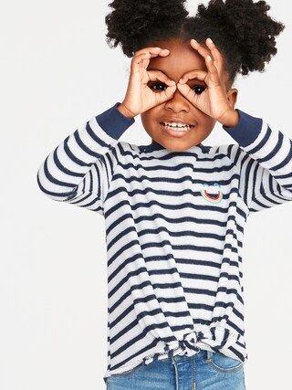 Striped Graphic Loop-Terry Tie-Hem Top for Toddler Girls | Old Navy US