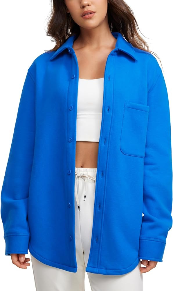 CRZ YOGA Womens Fleece Shacket Jackets Fall Warm Casual Long Sleeve Button Down Shirts with Pocke... | Amazon (US)