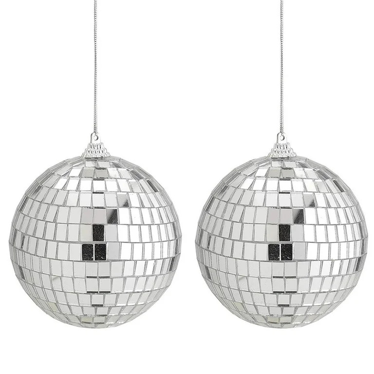 Mirror Disco Balls - 4 Inch Silver Hanging Ornaments - For Home Decorations, | Walmart (US)