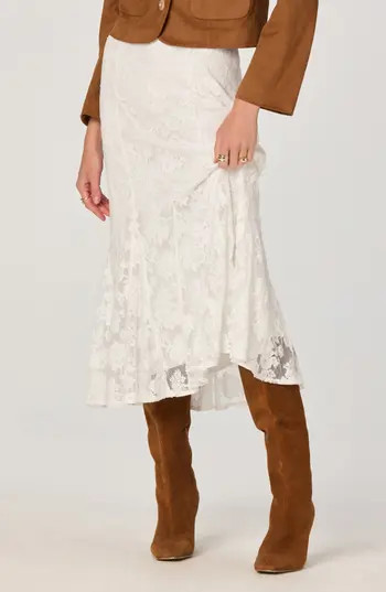 ASTR the Label Cotton Blend Lace Midi Skirt in Off White at Nordstrom Rack, Size Small | Nordstrom Rack