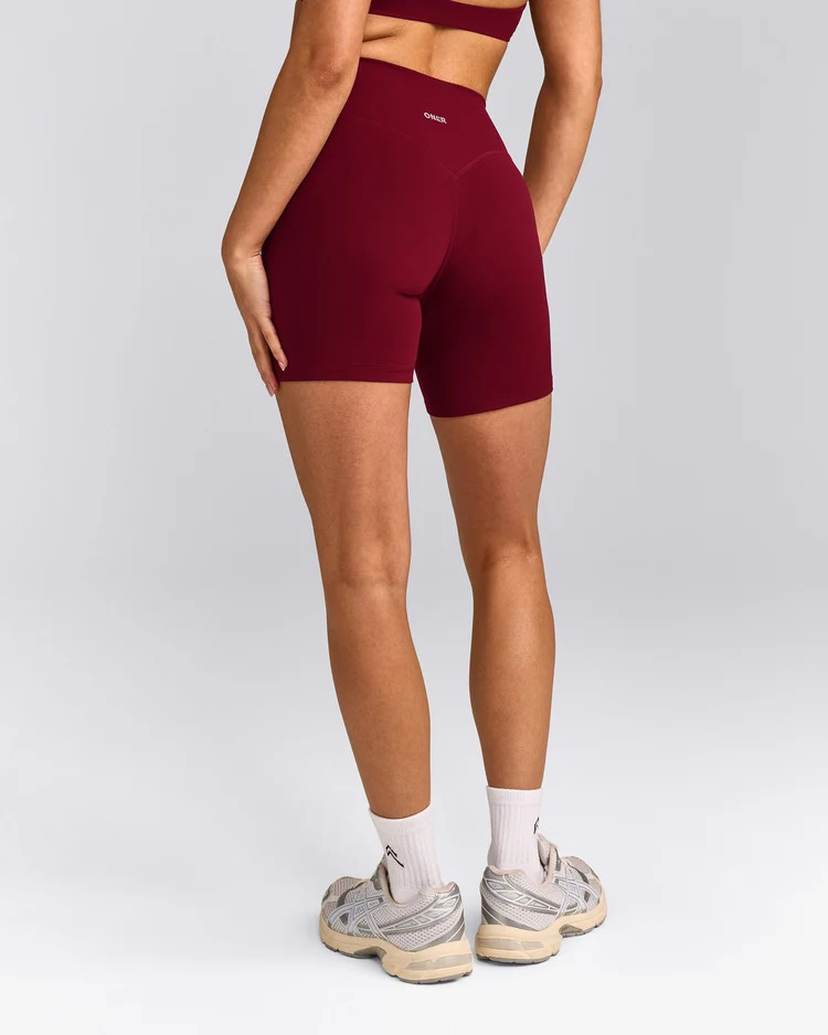SoftMotion\u2122 High Waisted Shorts 6" with Gray Logo 
 Ruby Red | Oner Active (UK / US)