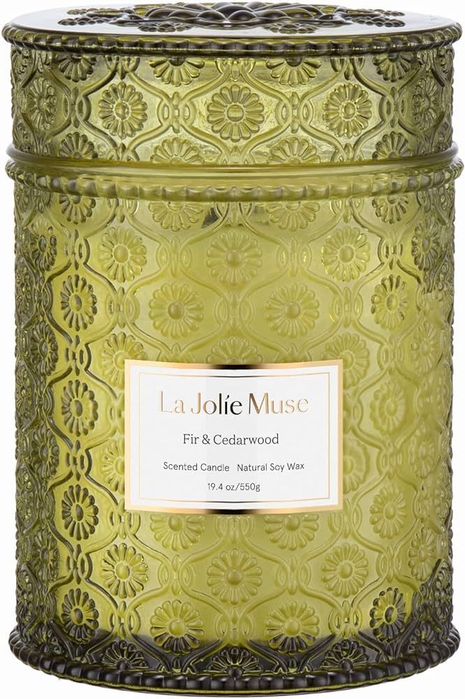 LA JOLIE MUSE Christmas Candles, Fir & Cedarwood Scented Candle, 19.4 Oz Large Winter Holiday Gif... | Amazon (US)