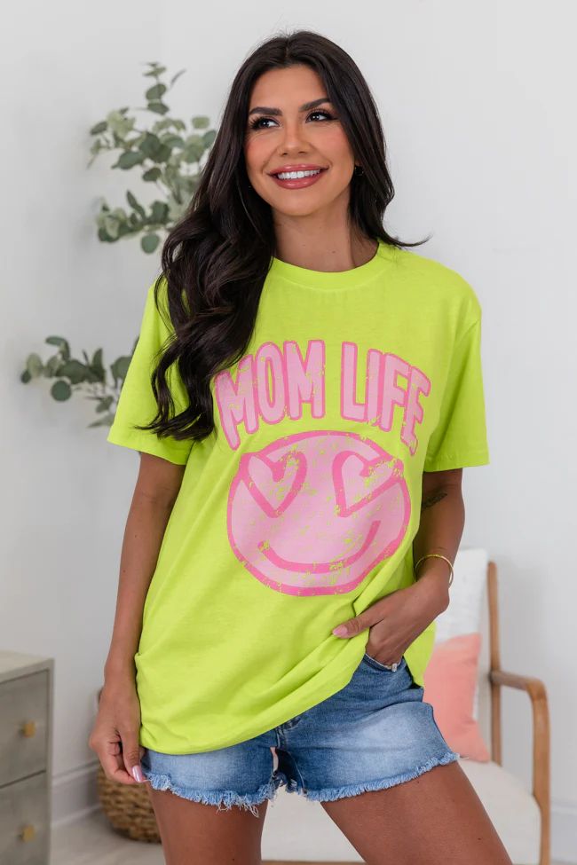 Mom Life Neon Oversized Graphic Tee | Pink Lily