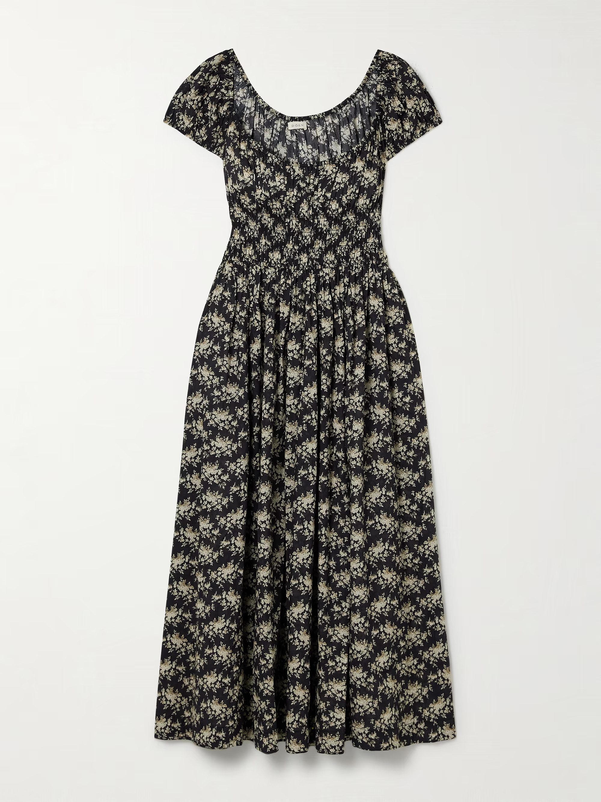 Quinley shirred floral-print organic cotton-voile midi dress | NET-A-PORTER APAC