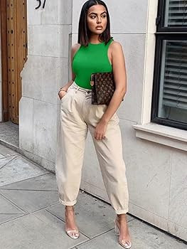 REORIA Butsmooth® Women’s Basic Sexy Sleeveless Racer Back Halter Neck Bodysuit Tank Tops | Amazon (US)