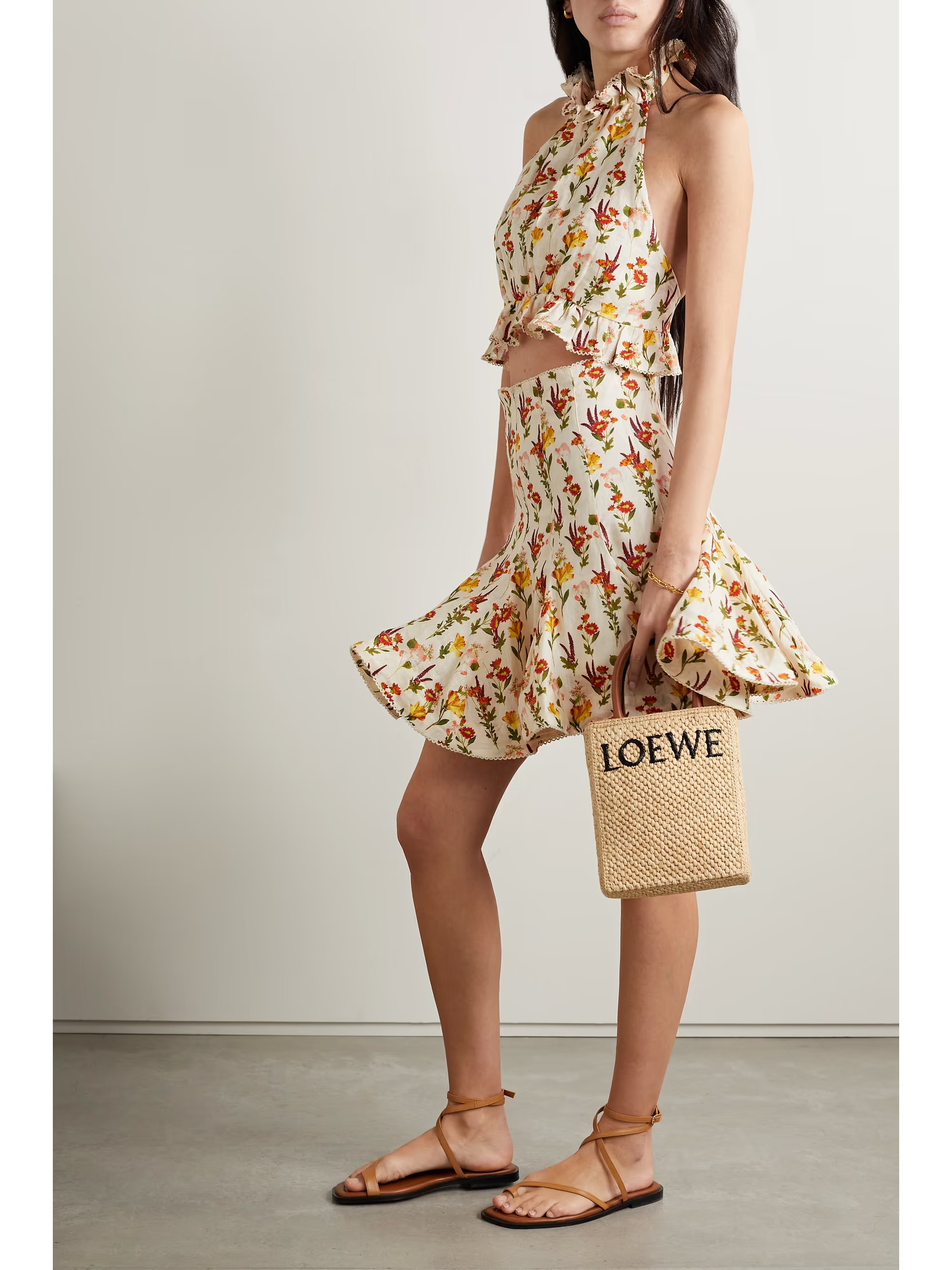 Nardo Clementina cropped floral-print linen-gauze halterneck top | NET-A-PORTER (US)