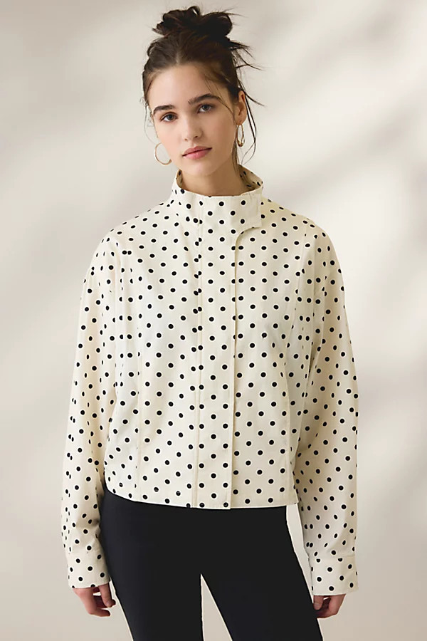 Urban Outfitters UO Allison Polka Dot Jacket in Black/White, Women's at Urban Outfitters | Urban Outfitters (US and RoW)