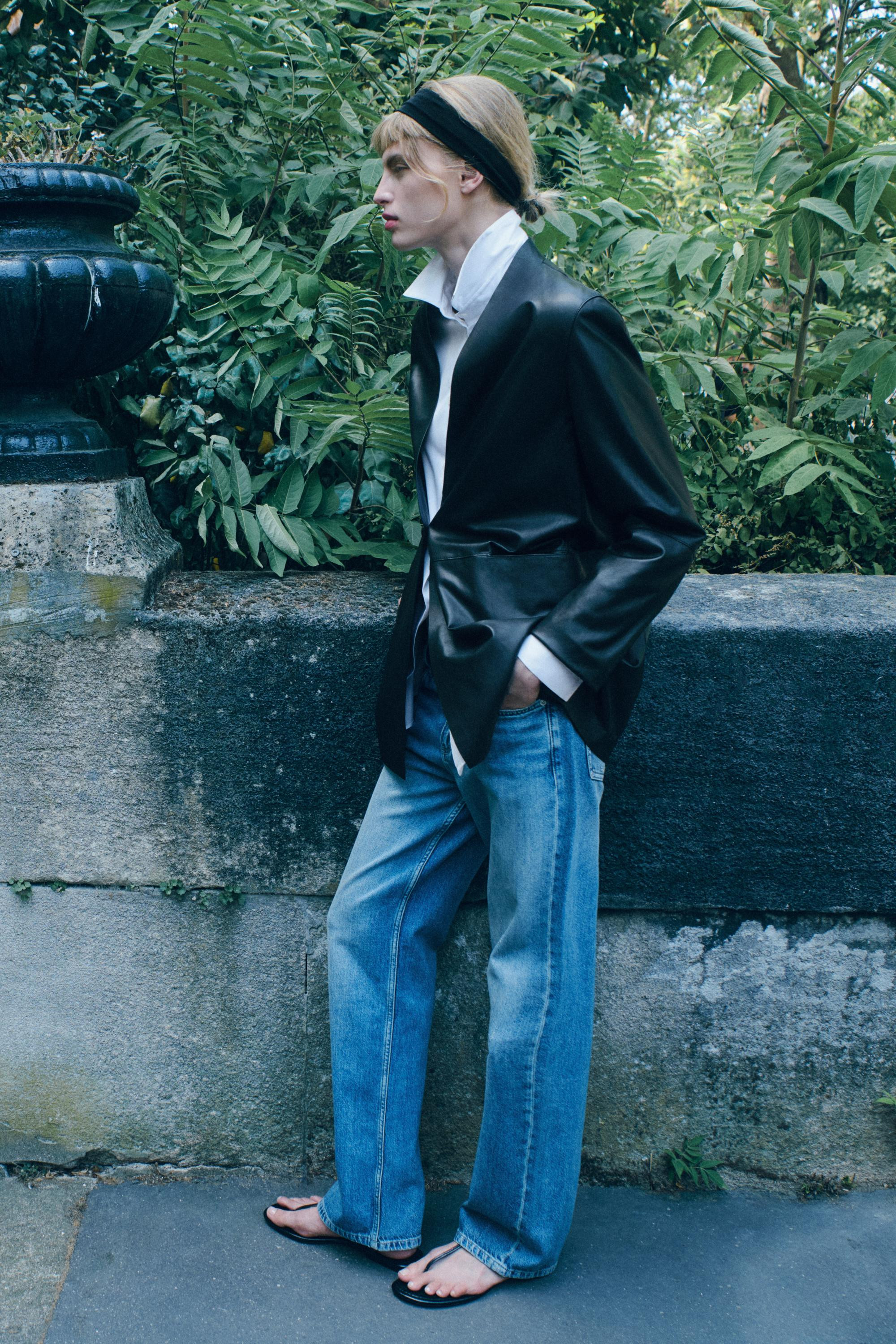Single-button 100% nappa leather blazer | Massimo Dutti UK