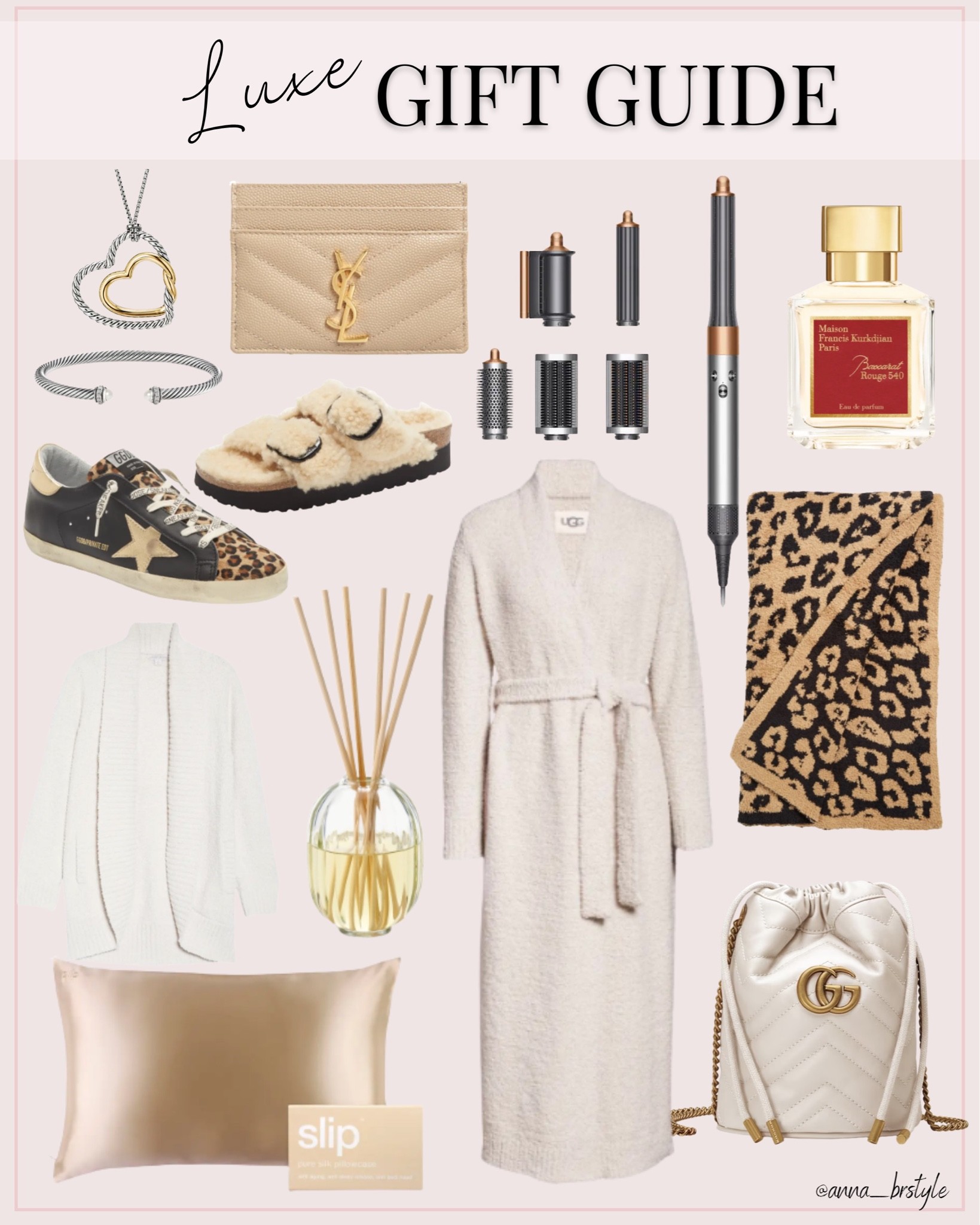 luxury gift guide / luxury gift essentials / holiday gift ideas / barefoot dreams blanket / golden goose / birkenstock / home diffuser / dyson airwrap / silk pillowcase / bracelet / necklace / robe / gucci bag 

#LTKHoliday #LTKstyletip #LTKSeasonal