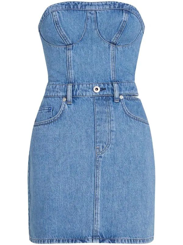 Karl Lagerfeld Jeans bustier-style cut-out Denim Minidress - Farfetch | Farfetch Global