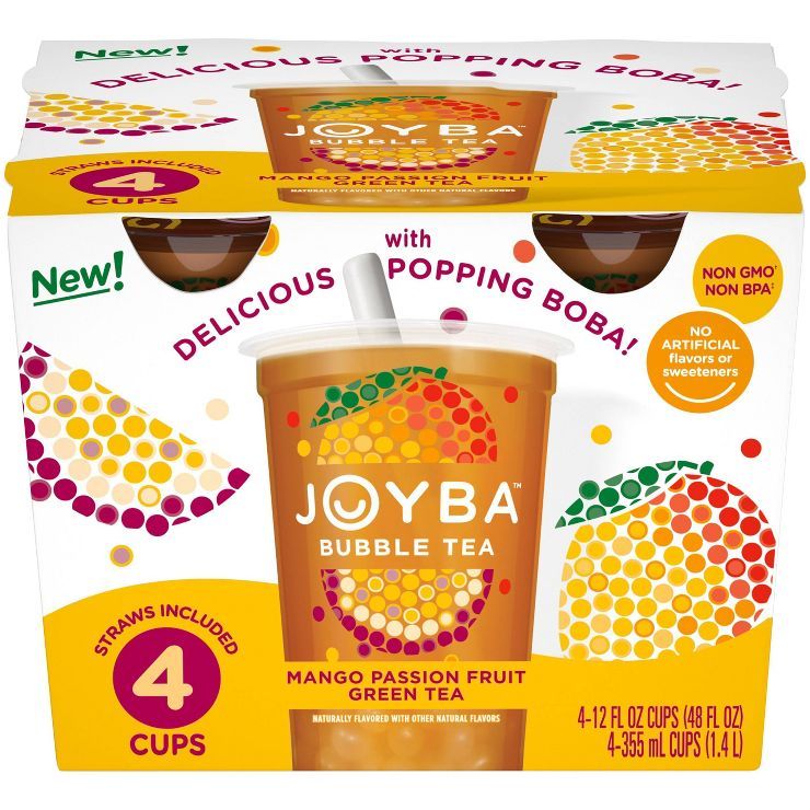 JOYBA Mango Passion Fruit Green Bubble Tea - 4pk/12 fl oz Cups | Target