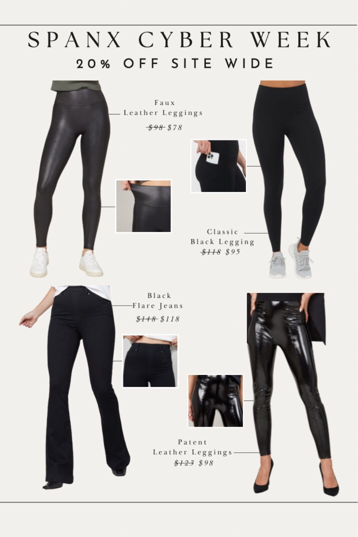 Spans cyber week sale! 20% off site wide - the best faux leather leggings!! 

#LTKCyberweek #LTKSeasonal #LTKsalealert