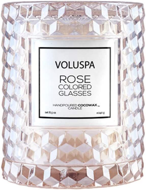 Voluspa Rose Colored Glasses Icon Cloche Textured Glass Candle, 8.5 Ounces | Amazon (US)