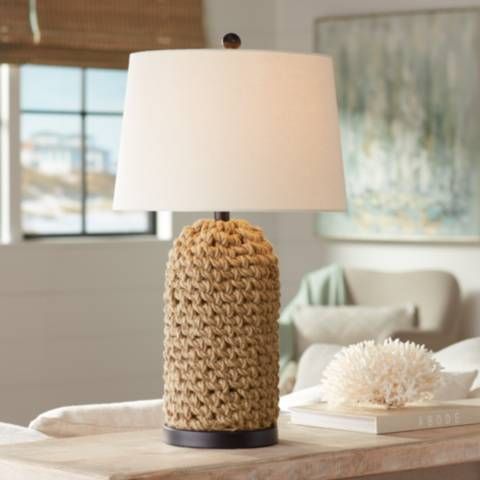 360 Lighting Natural Wicker and Rope Modern Coastal Table Lamp | Lamps Plus