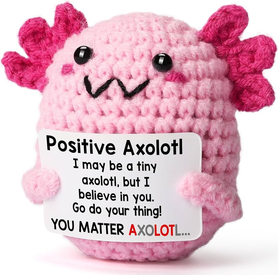 Christmas Stocking Stuffers, Positive Mini Handmade Crochet Axolotl, Secret Santa Gift for Women ... | Amazon (US)