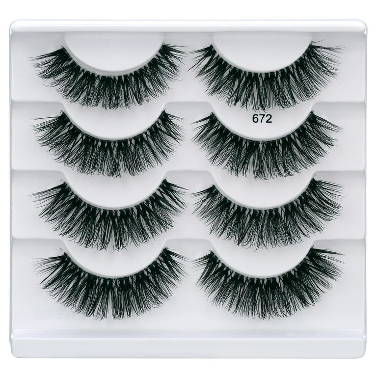 Salon Perfect Pre-Permed False Eyelashes, Dramatic Lift Fake Lashes, 672, 4 Pairs | Walmart (US)