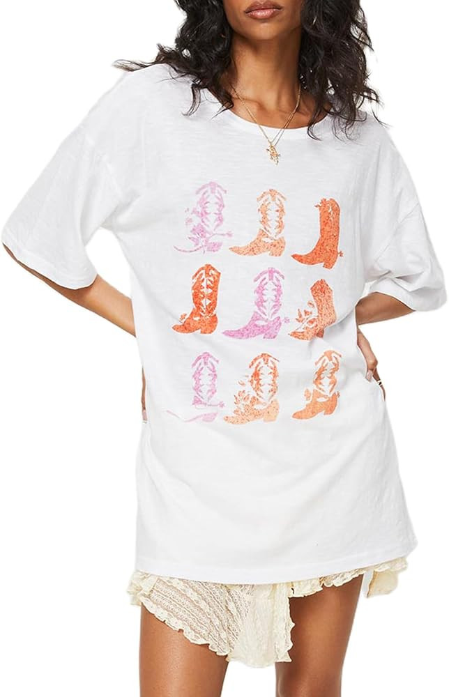 Oversized Graphic Tee Tops for Women Y2K Cute Print Short Sleeve Loose Tshirts Casual Baggy Aesth... | Amazon (US)