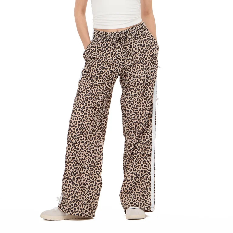 Forever 21 Women's Mesh Oversized Nylon Wide Leg Pant with Side Stripes, Sizes XS-XL | Walmart (US)