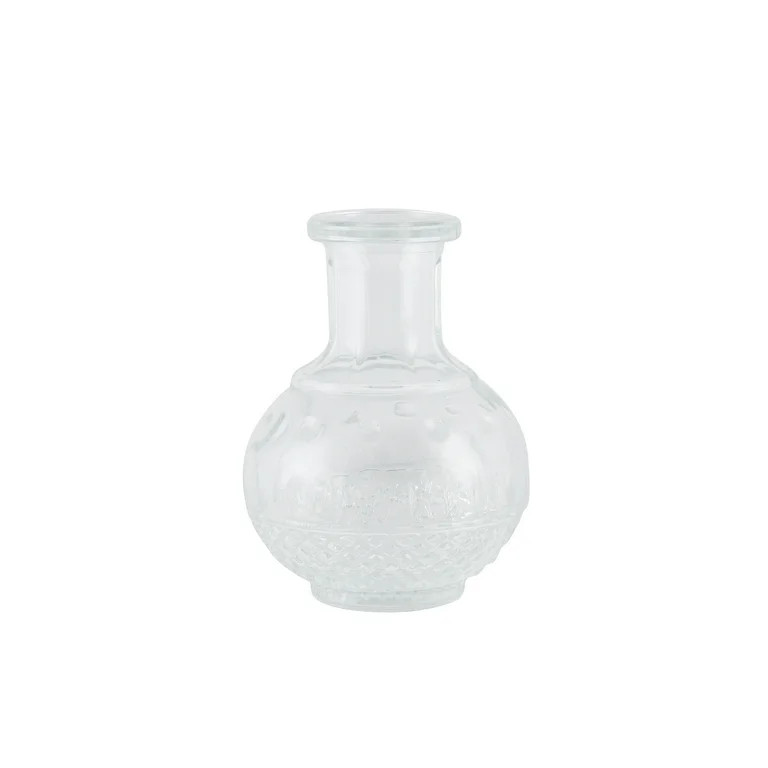 Mainstays 4" Clear Rounded Indoor Embossed Glass Bud Vase | Walmart (US)