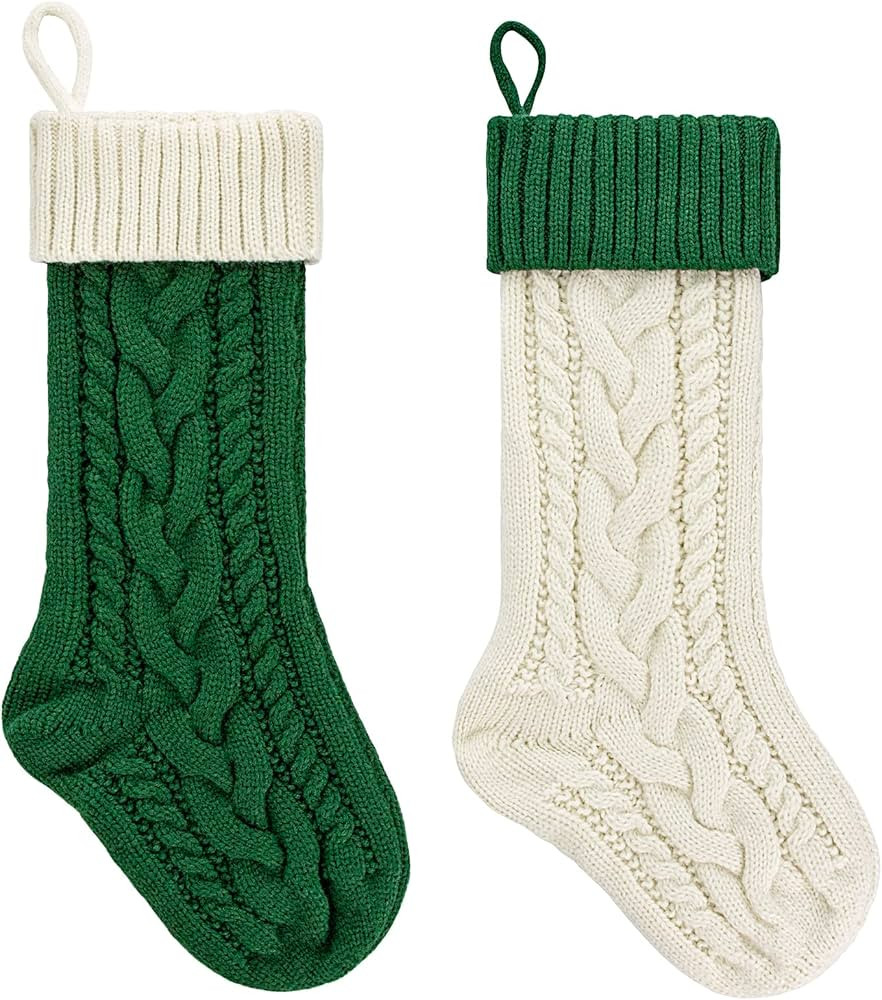 Amazon.com: PETOX Christmas Stockings 18 Inches Large Size Cable Knitted Stocking Gift and Decora... | Amazon (US)