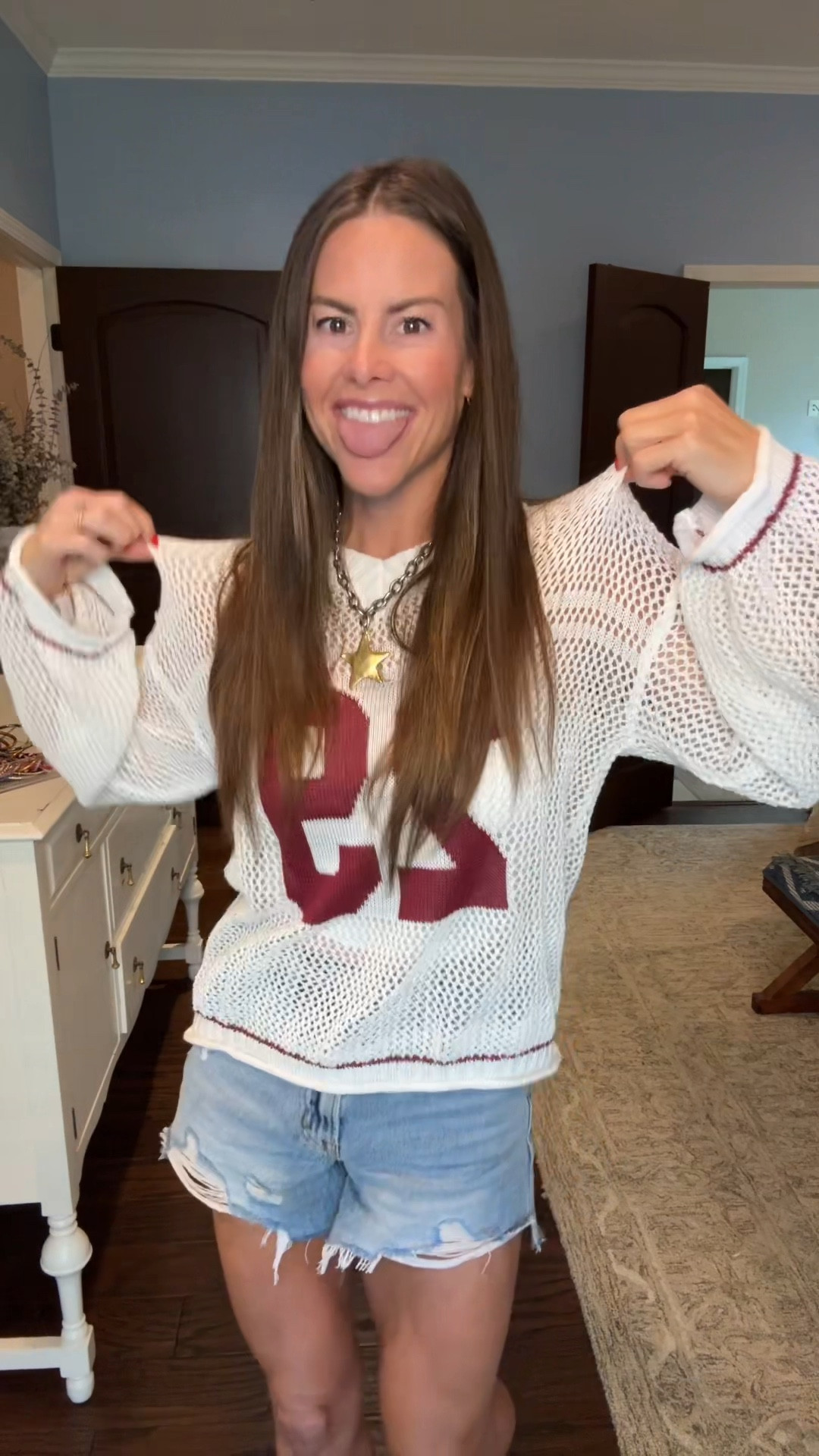 I am 5’5, 120lbs wearing a small in the knit jersey and shorts. #shopmystyle #sportsmom #gameday 

#LTKFindsUnder50 #LTKActive #LTKStyleTip