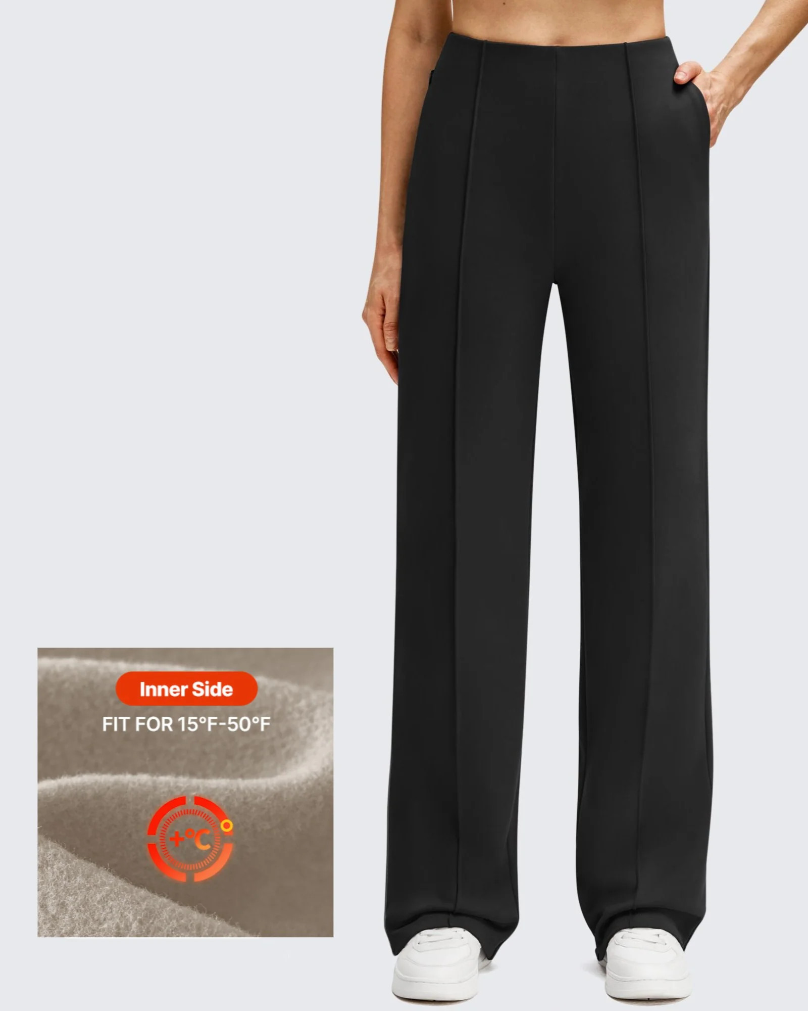 Women's Fleece Lined Work Pants – G4Free Warm Wide Leg Pleats | g4free activewear