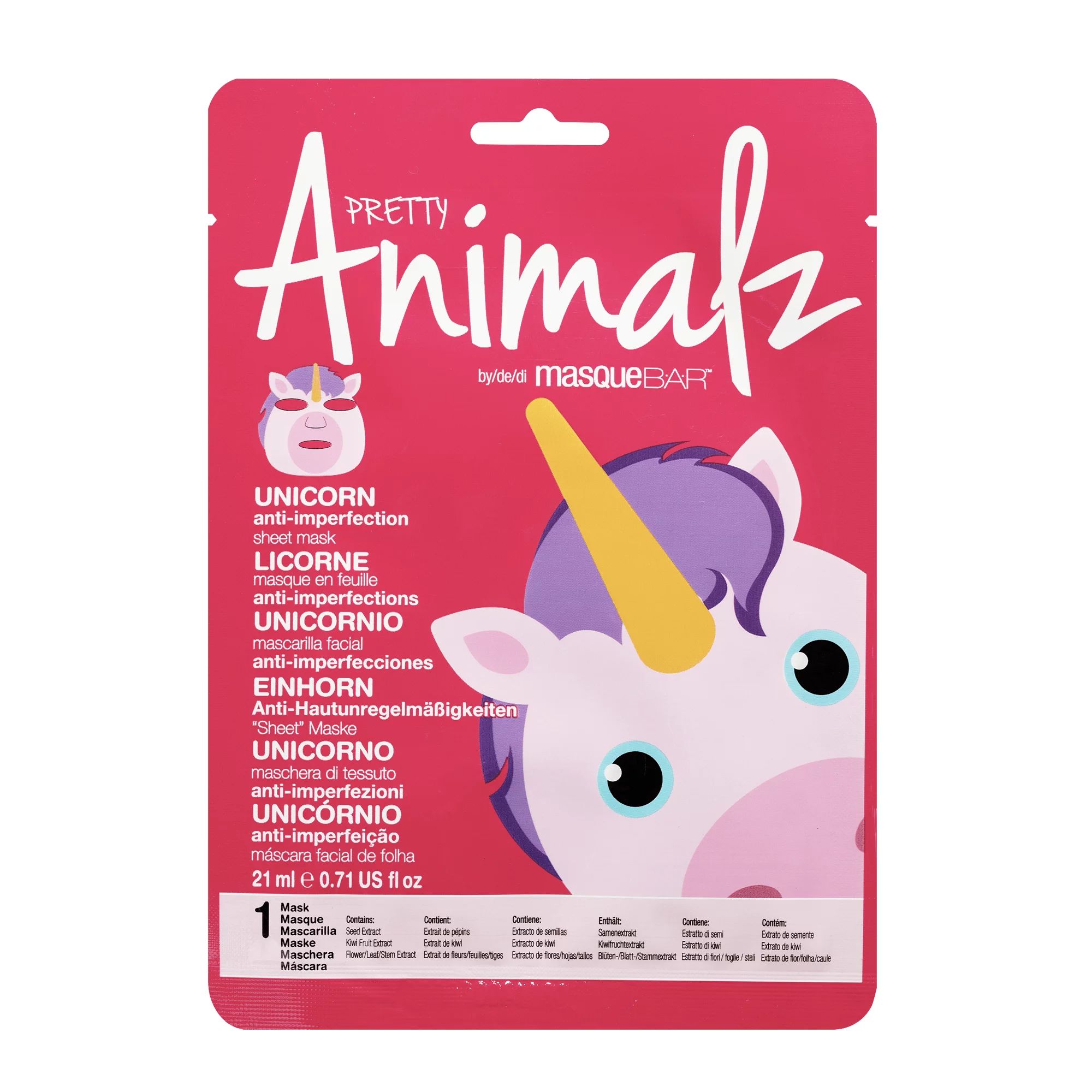 Masque Bar Pretty Animalz Unicorn Sheet Mask, 0.71 fl oz - Walmart.com | Walmart (US)