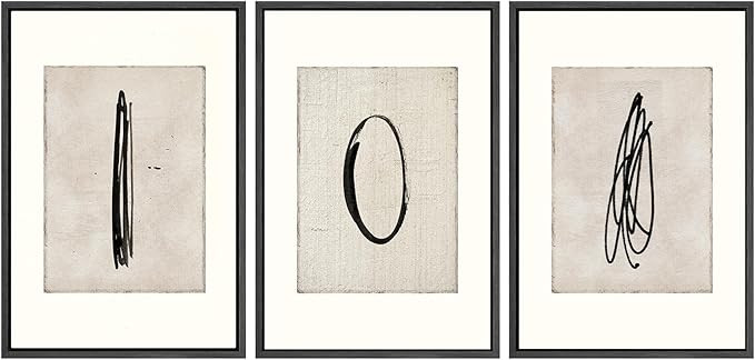 SIGNWIN Framed Canvas Print Wall Art Set Mid-Century Modern Paint Strokes Abstract Shapes Illustr... | Amazon (US)