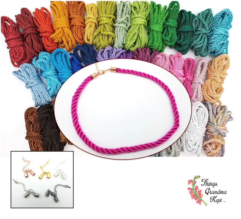 5mm Thick Twisted Satin Silk Cord Adjustable Necklaces - Made to Order | Etsy (US)