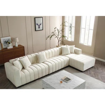 Channel Tufted Sofa Velvet Upholstered Modular Sofa | Wayfair North America