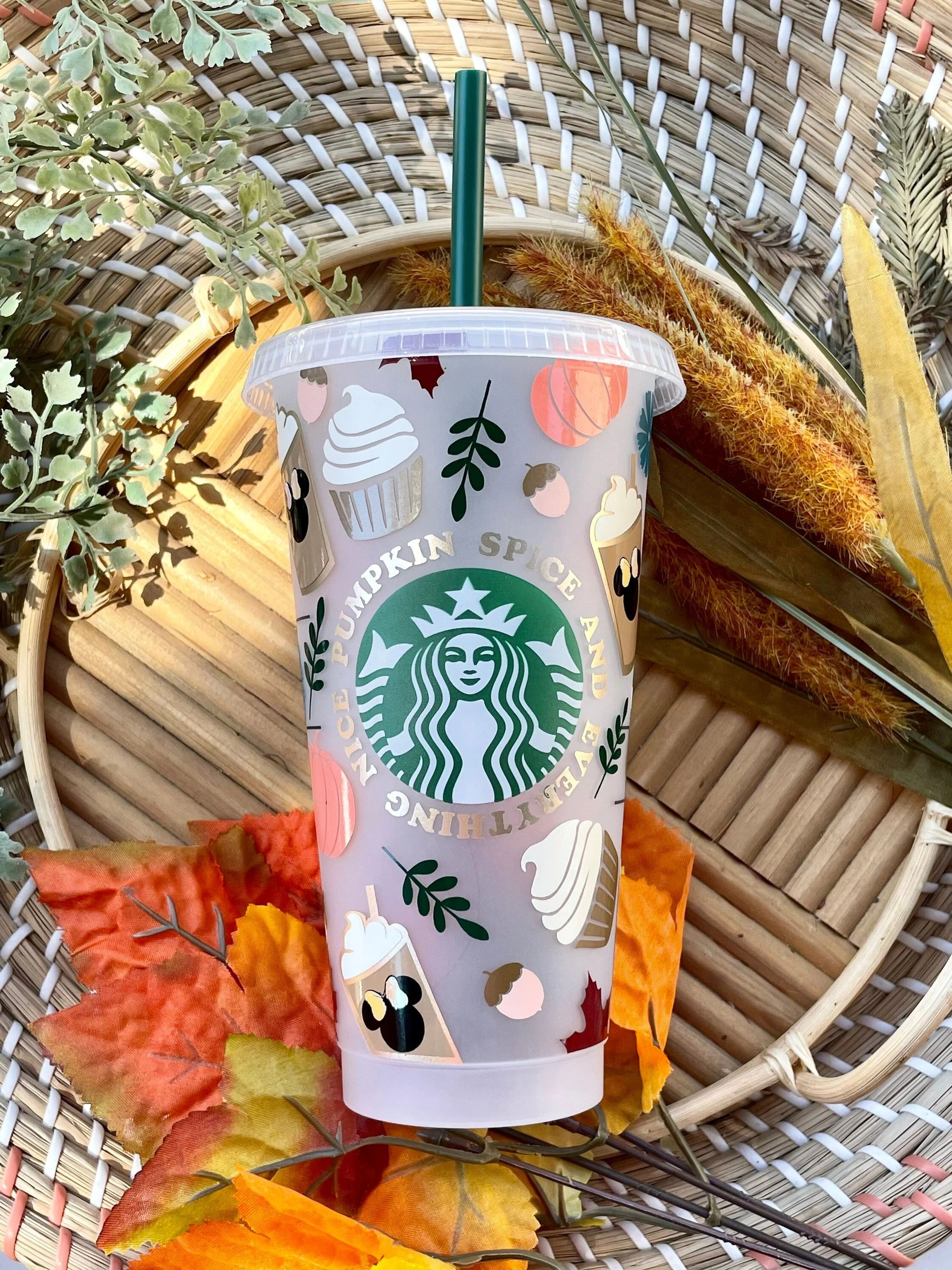 Fall Starbucks Cold Cup | Pumpkin Spice Starbucks Cup | Fall Minnie Mouse Starbucks Cup | Pumpkin... | Etsy (US)
