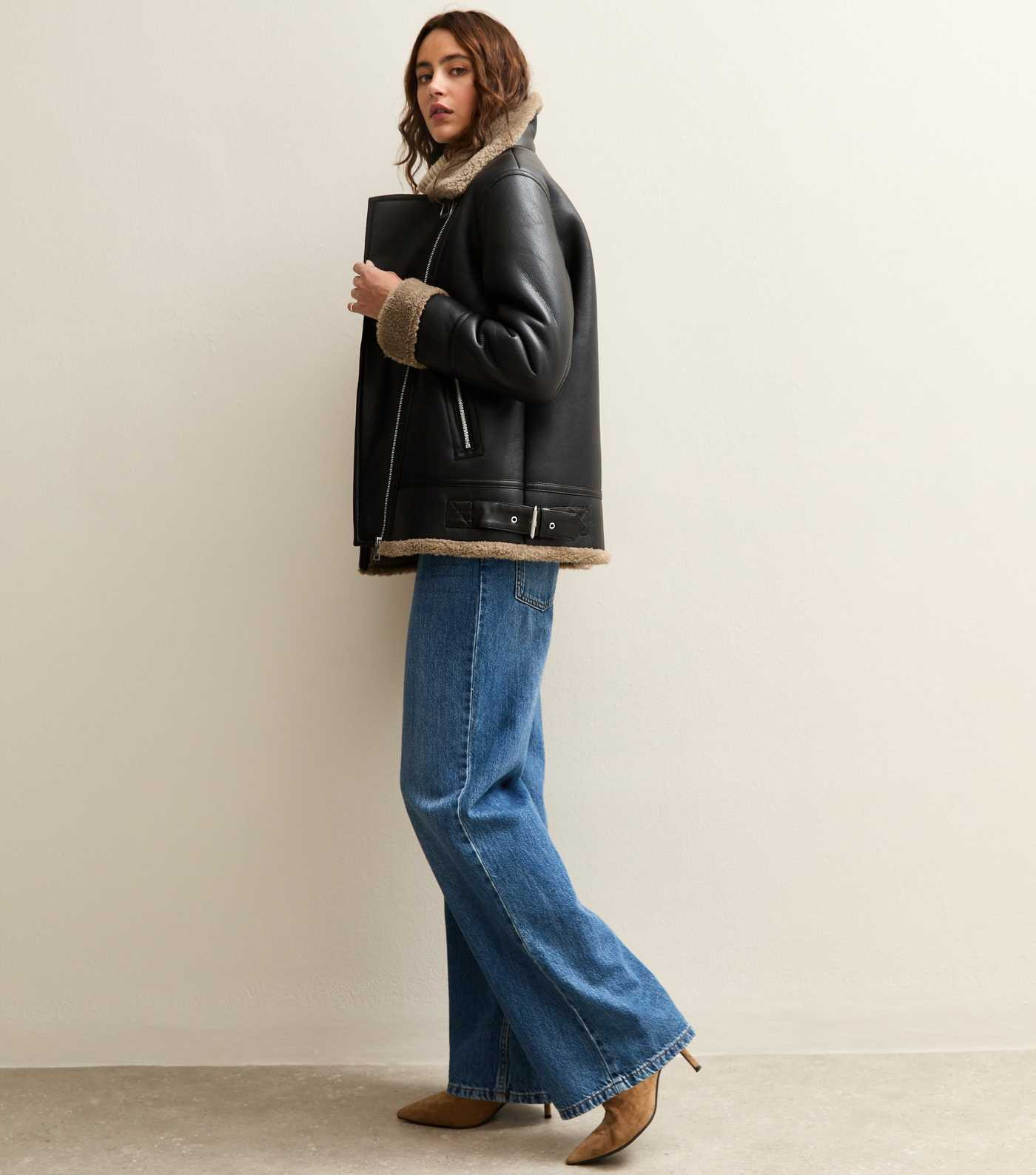 Black Faux Shearling Jacket | New Look | New Look (UK)