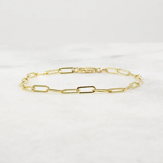 Gold Paper Clip Bracelet, Small Link, Medium Link, 14k Gold Filled, Women, Girlfriend, Mom Gift, ... | Etsy (US)