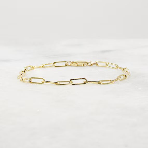 Gold Paper Clip Bracelet, Small Link, Medium Link, 14k Gold Filled, Women, Girlfriend, Mom Gift, ... | Etsy (US)