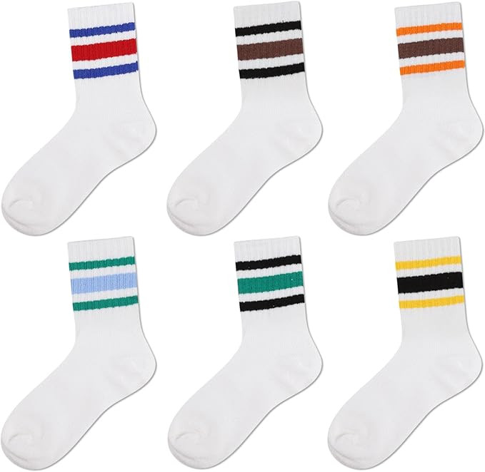 Kids Socks for Girls Boys: Retro Striped Cotton Crew Socks | Amazon (US)