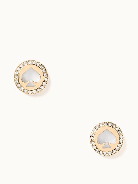 Kate Spade Spot The Spade Pave Halo Spade Studs, Clear/gold | Kate Spade Outlet