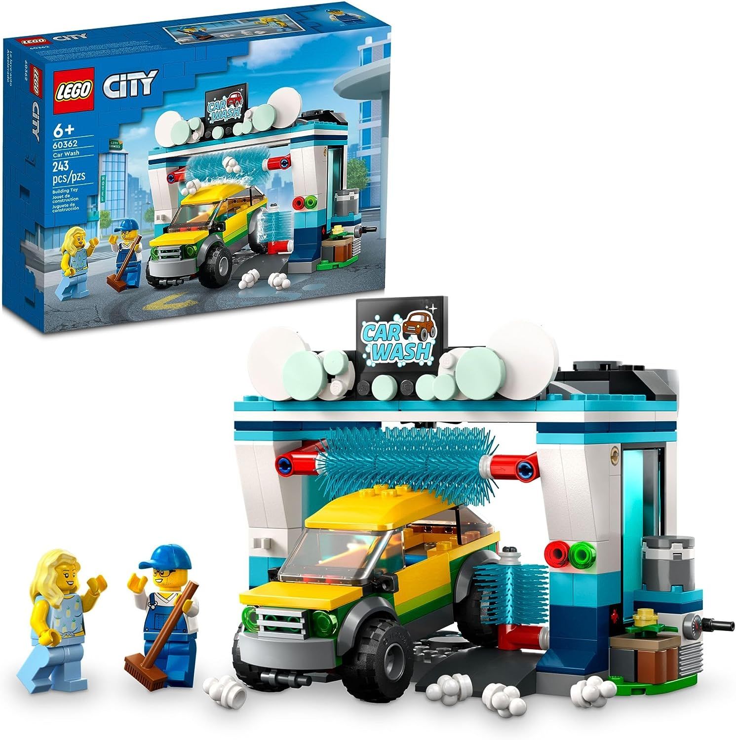 LEGO City Car Wash 60362 Building Toy Set, Fun Gift Idea for Kids Ages 6+, Features Spinnable Was... | Amazon (US)