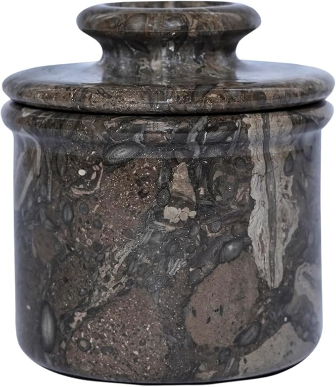 Oceanic Marble Butter Crock with Lid: 4" Gray Marble Handmade Butter Storage Dish - Stylish Kitch... | Amazon (US)