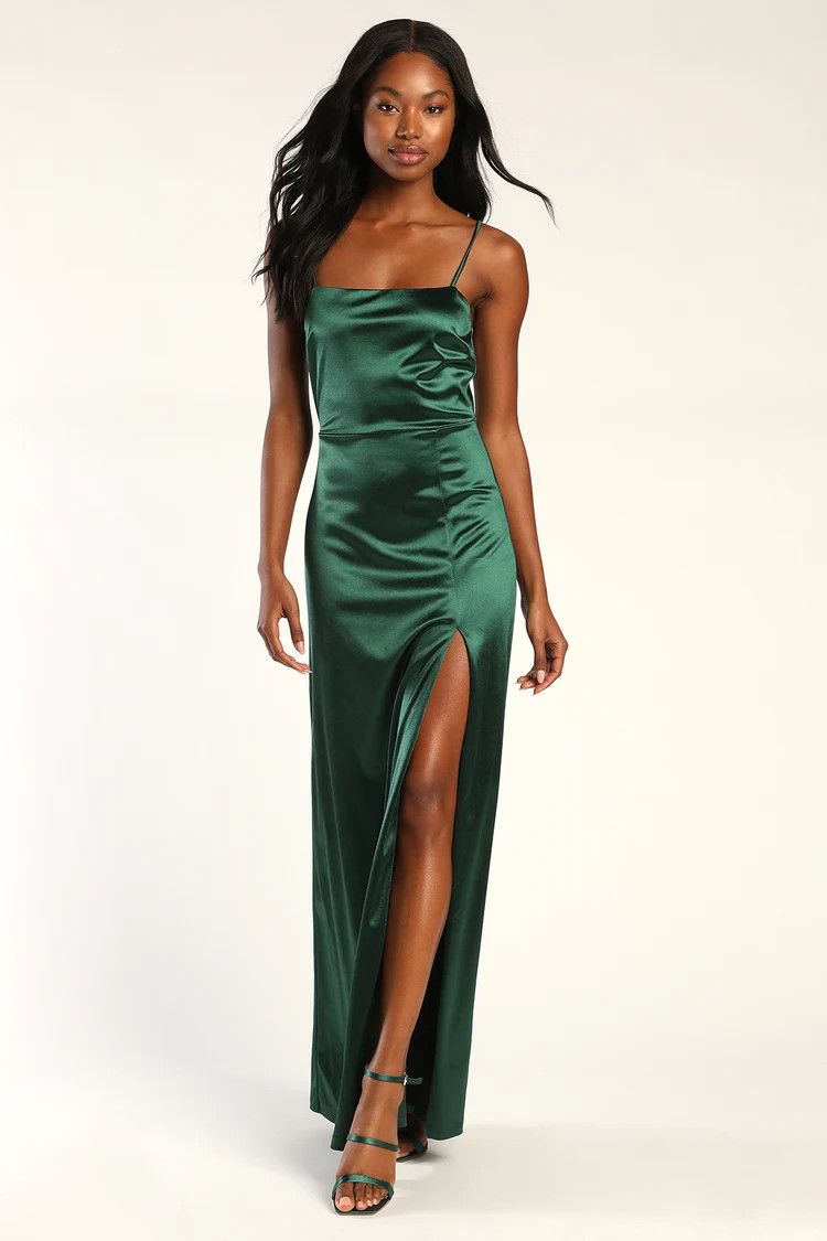 Fanciful Occasions Emerald Green Satin Sleeveless Maxi Dress Bridesmaids #LTKwedding | Lulus (US)