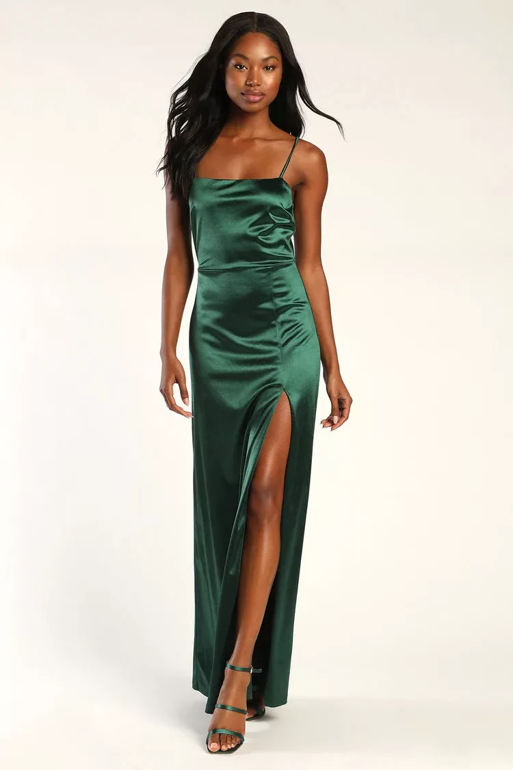 Hunter green hot sale silk dress