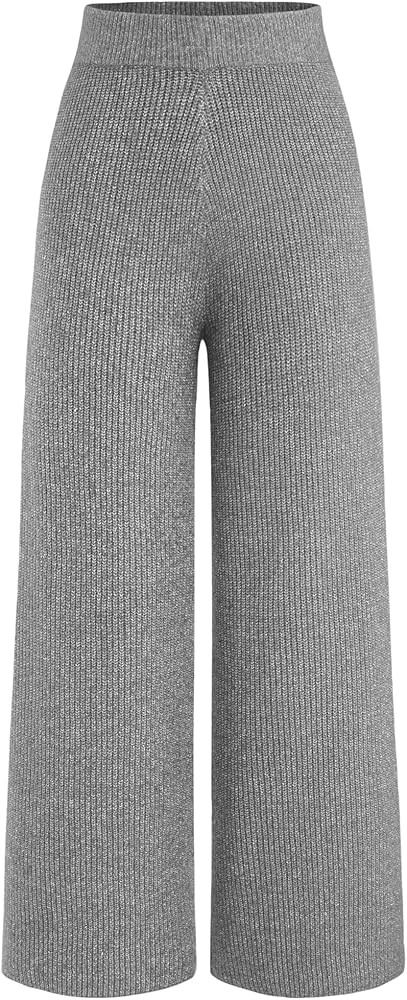 CIDER Lounge Pants Women Wide Leg Mid Waist Ribbed Knit Pants Casual Solid Warm Wool-Blend Sweatp... | Amazon (US)